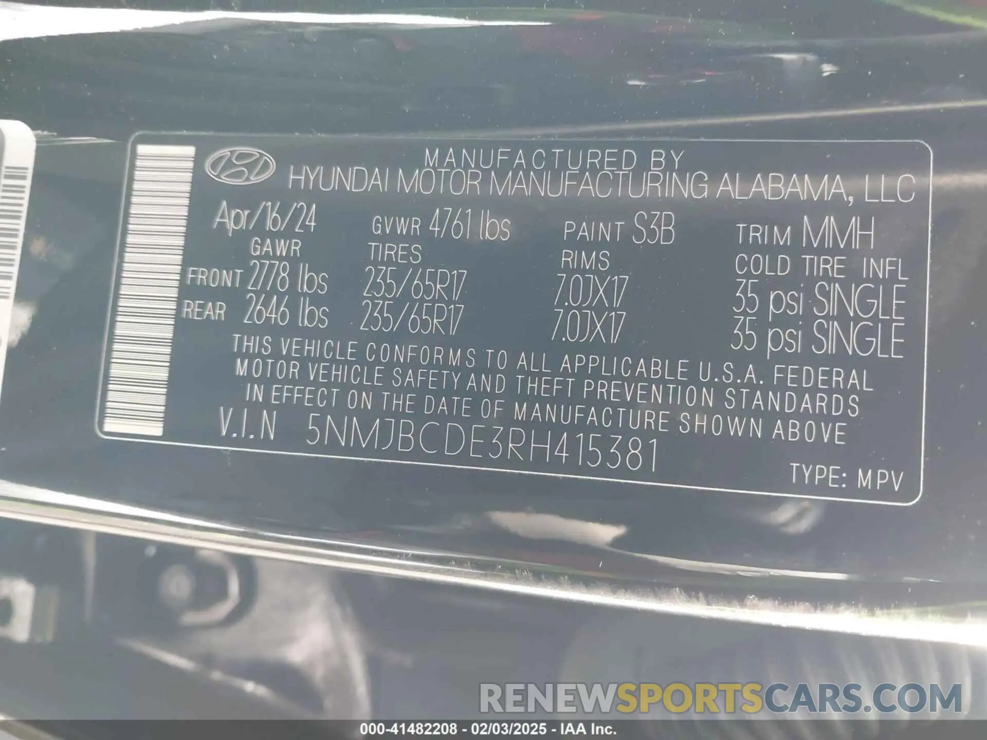9 Фотография поврежденного автомобиля 5NMJBCDE3RH415381 HYUNDAI TUCSON 2024