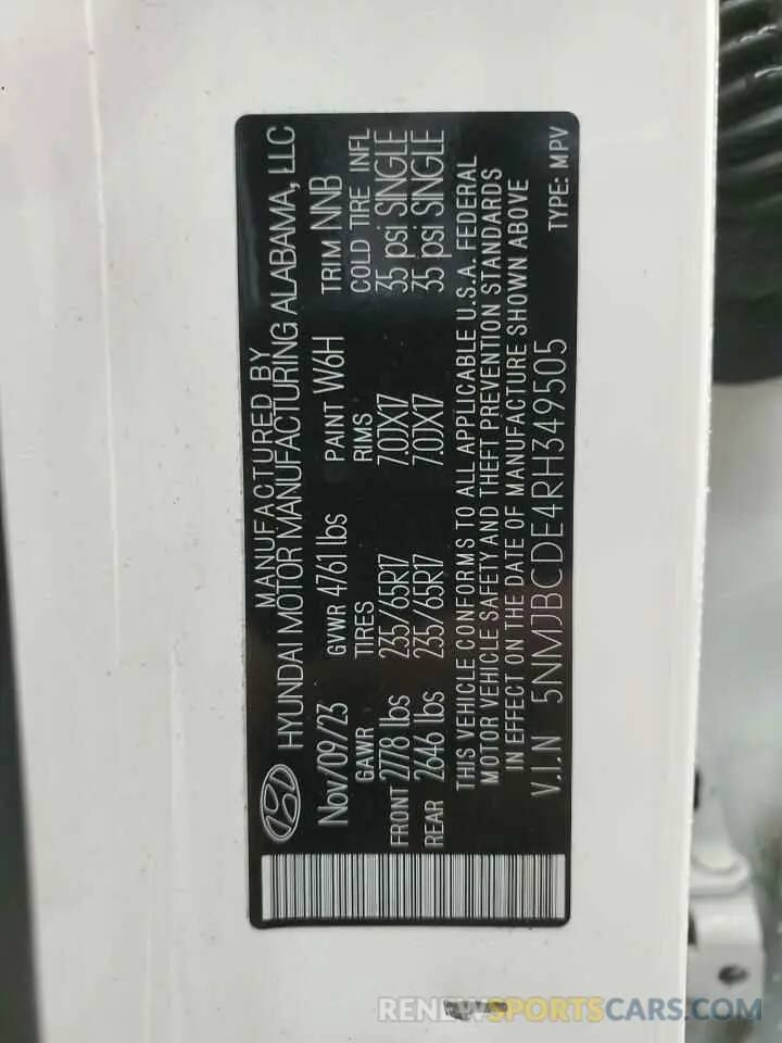 14 Фотография поврежденного автомобиля 5NMJBCDE4RH349505 HYUNDAI TUCSON 2024
