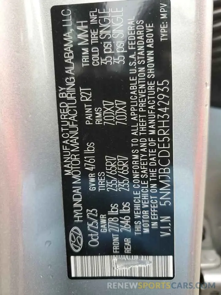 13 Фотография поврежденного автомобиля 5NMJBCDE5RH342935 HYUNDAI TUCSON 2024