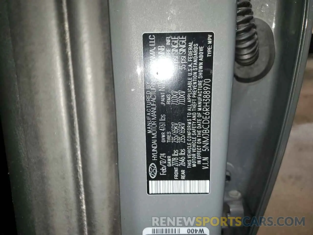 13 Photograph of a damaged car 5NMJBCDE6RH388970 HYUNDAI TUCSON 2024