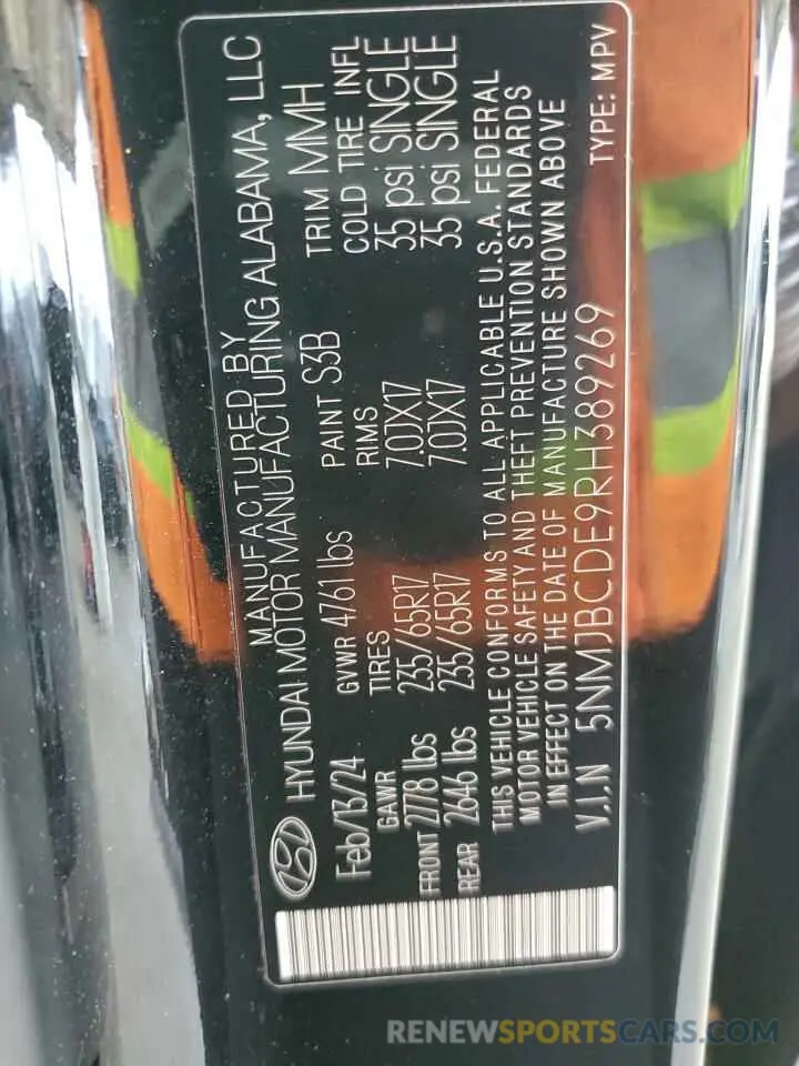 12 Фотография поврежденного автомобиля 5NMJBCDE9RH389269 HYUNDAI TUCSON 2024