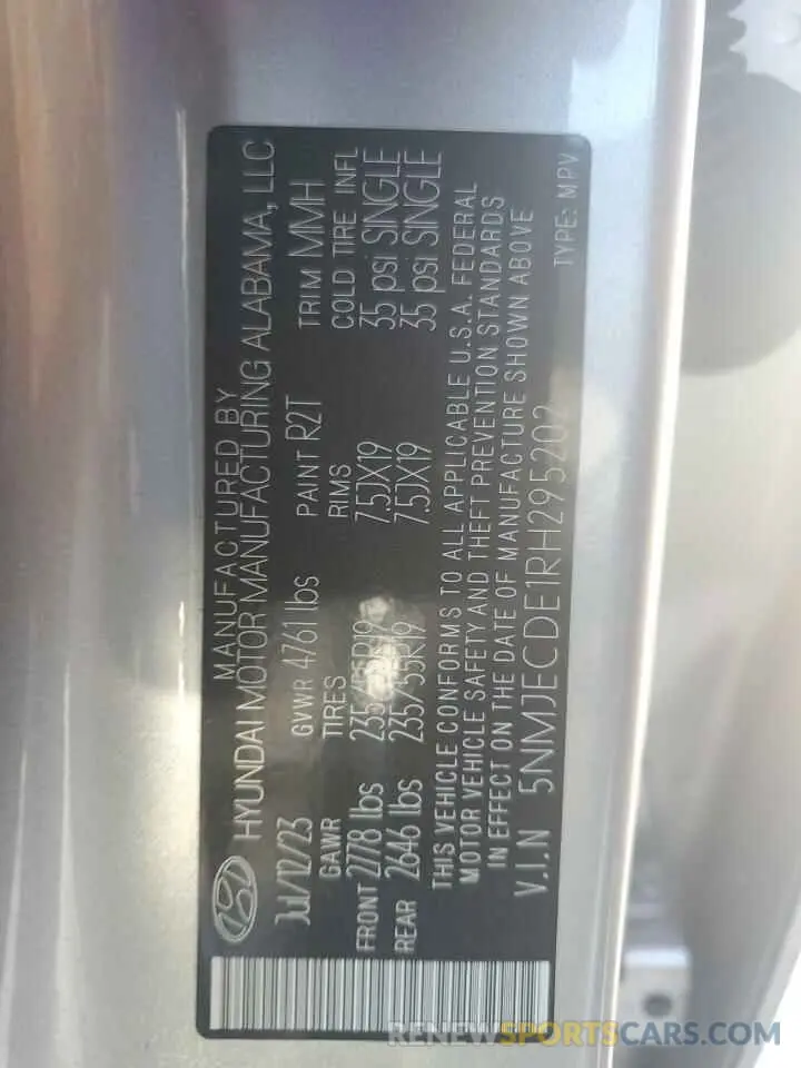 13 Фотография поврежденного автомобиля 5NMJECDE1RH295202 HYUNDAI TUCSON 2024