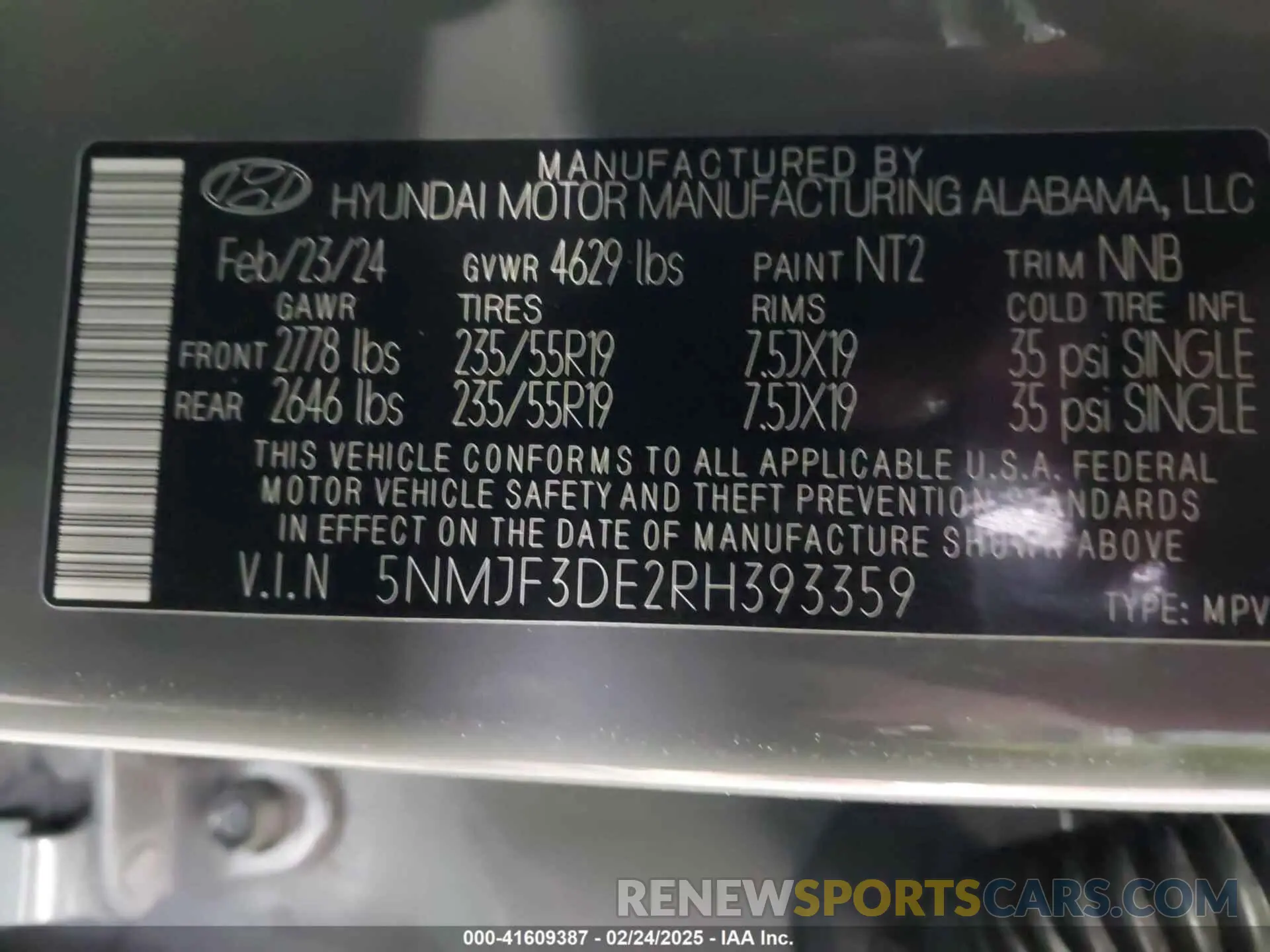 9 Фотография поврежденного автомобиля 5NMJF3DE2RH393359 HYUNDAI TUCSON 2024
