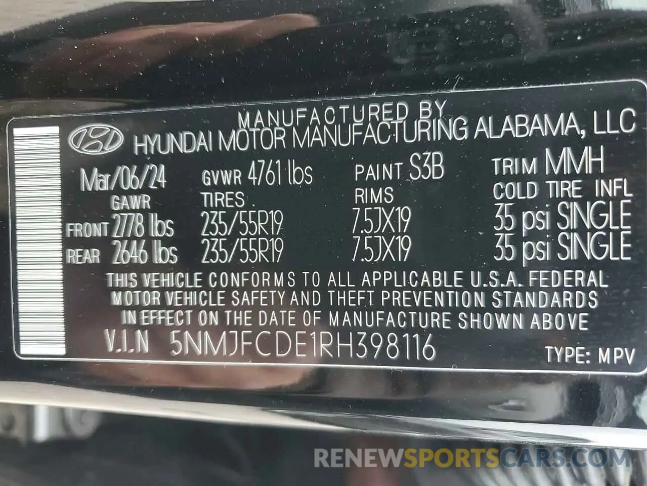 13 Photograph of a damaged car 5NMJFCDE1RH398116 HYUNDAI TUCSON 2024