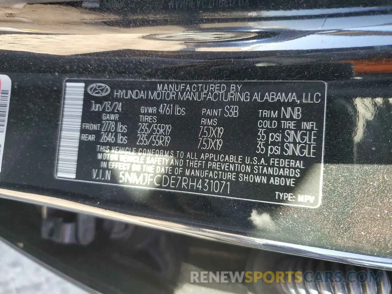 14 Photograph of a damaged car 5NMJFCDE7RH431071 HYUNDAI TUCSON 2024