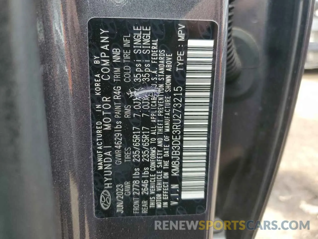 12 Photograph of a damaged car KM8JB3DE3RU273215 HYUNDAI TUCSON 2024