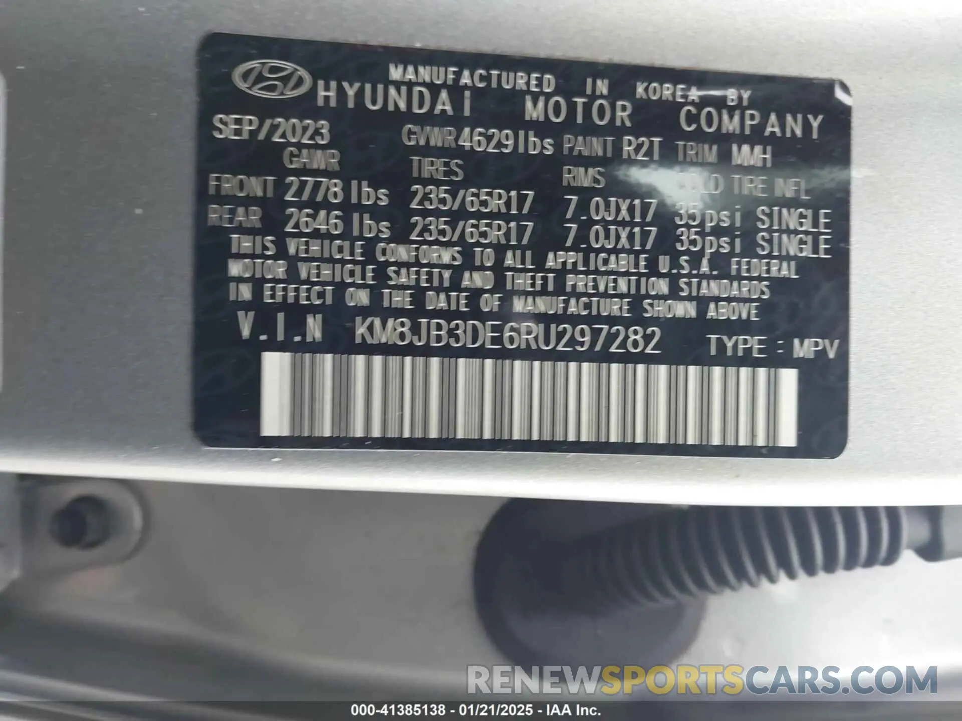 9 Фотография поврежденного автомобиля KM8JB3DE6RU297282 HYUNDAI TUCSON 2024