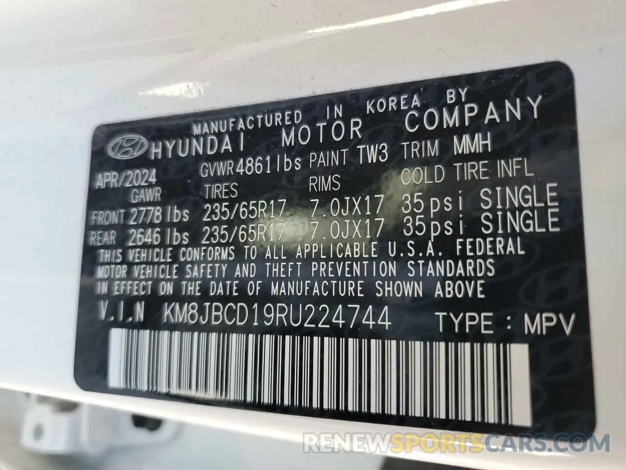 13 Фотография поврежденного автомобиля KM8JBCD19RU224744 HYUNDAI TUCSON 2024