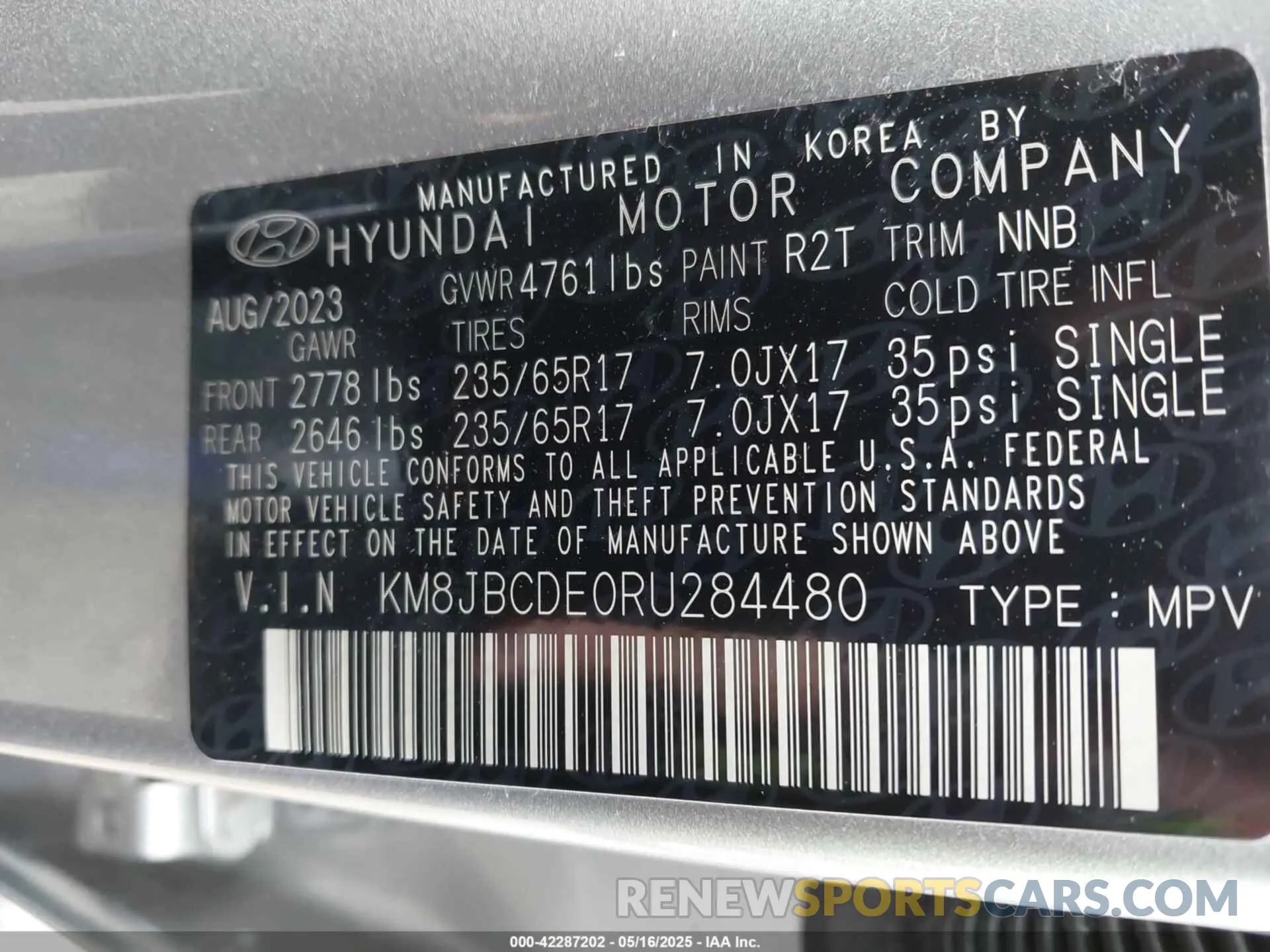 9 Фотография поврежденного автомобиля KM8JBCDE0RU284480 HYUNDAI TUCSON 2024
