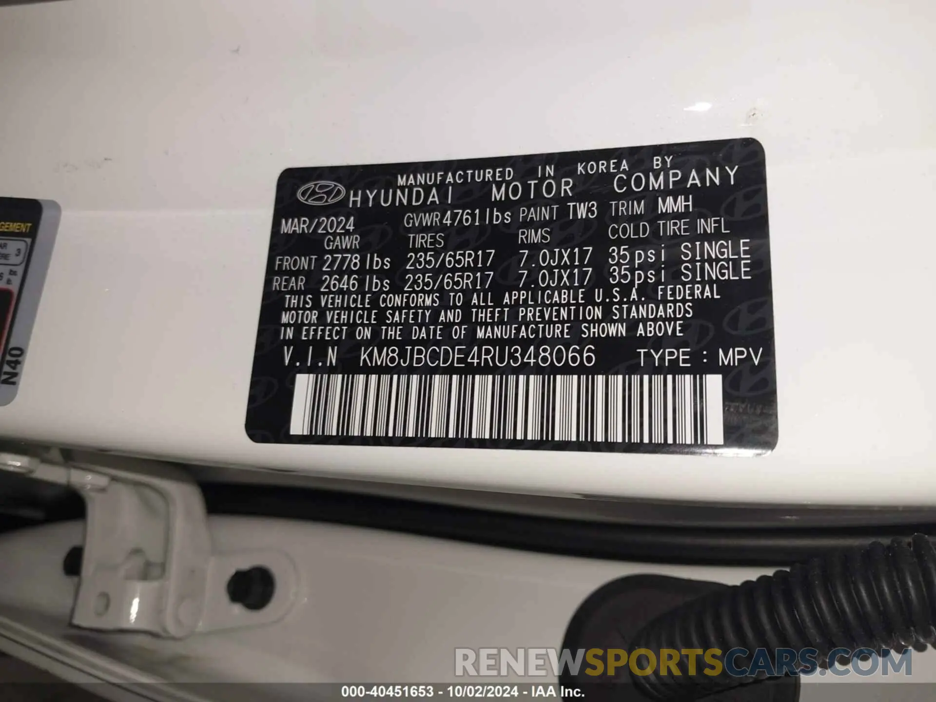 9 Фотография поврежденного автомобиля KM8JBCDE4RU348066 HYUNDAI TUCSON 2024