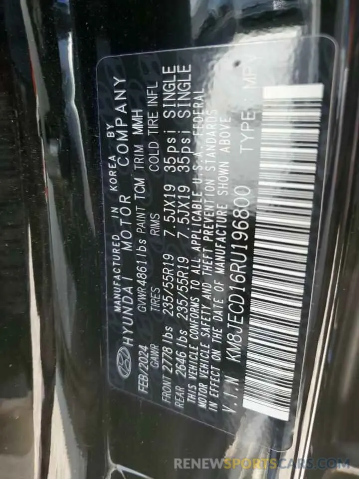 12 Фотография поврежденного автомобиля KM8JECD16RU196800 HYUNDAI TUCSON 2024