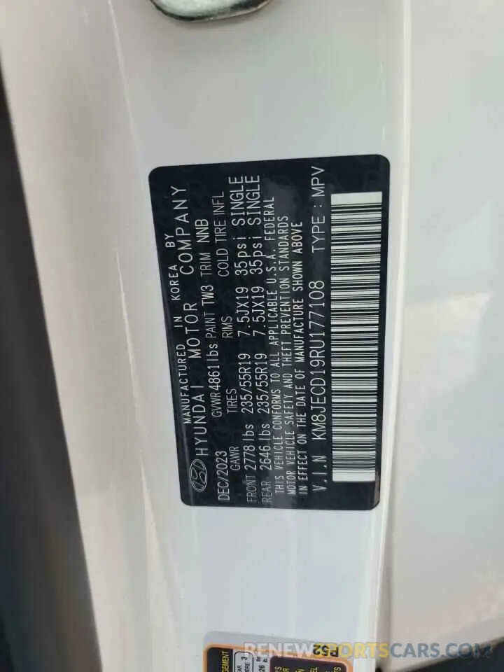13 Photograph of a damaged car KM8JECD19RU177108 HYUNDAI TUCSON 2024