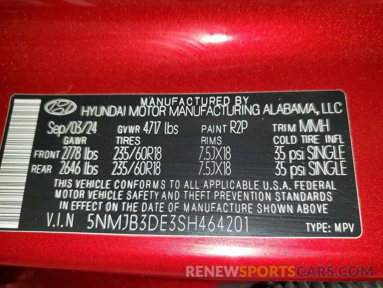 13 Photograph of a damaged car 5NMJB3DE3SH464201 HYUNDAI TUCSON 2025