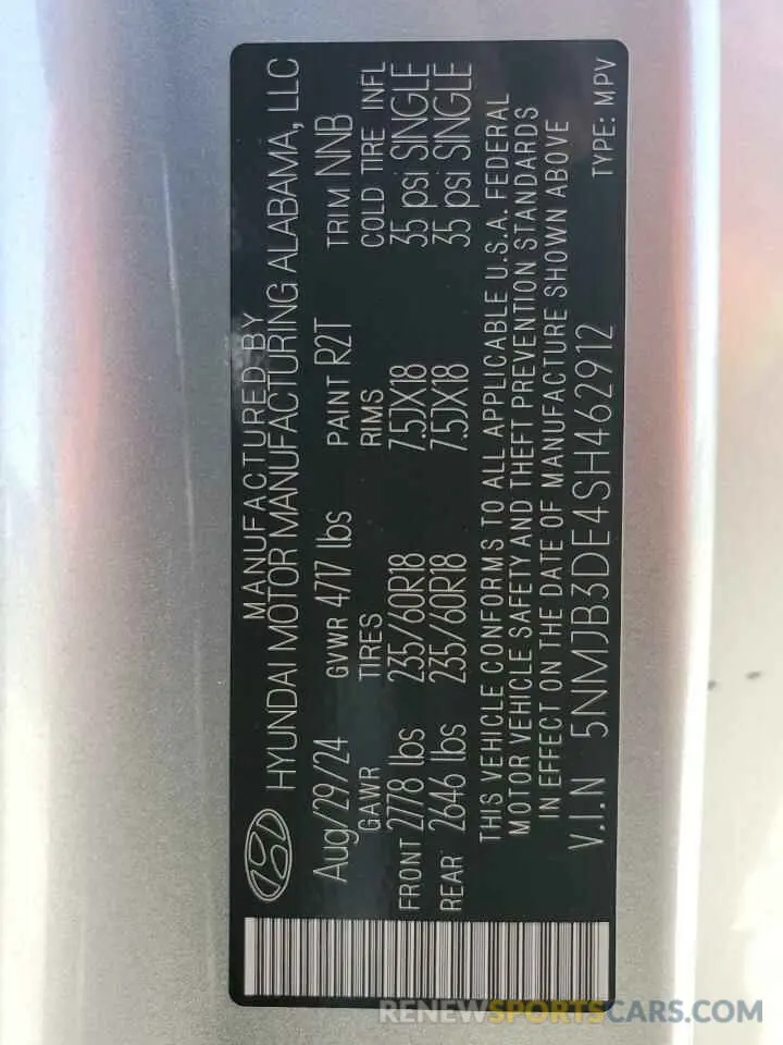 13 Фотография поврежденного автомобиля 5NMJB3DE4SH462912 HYUNDAI TUCSON 2025