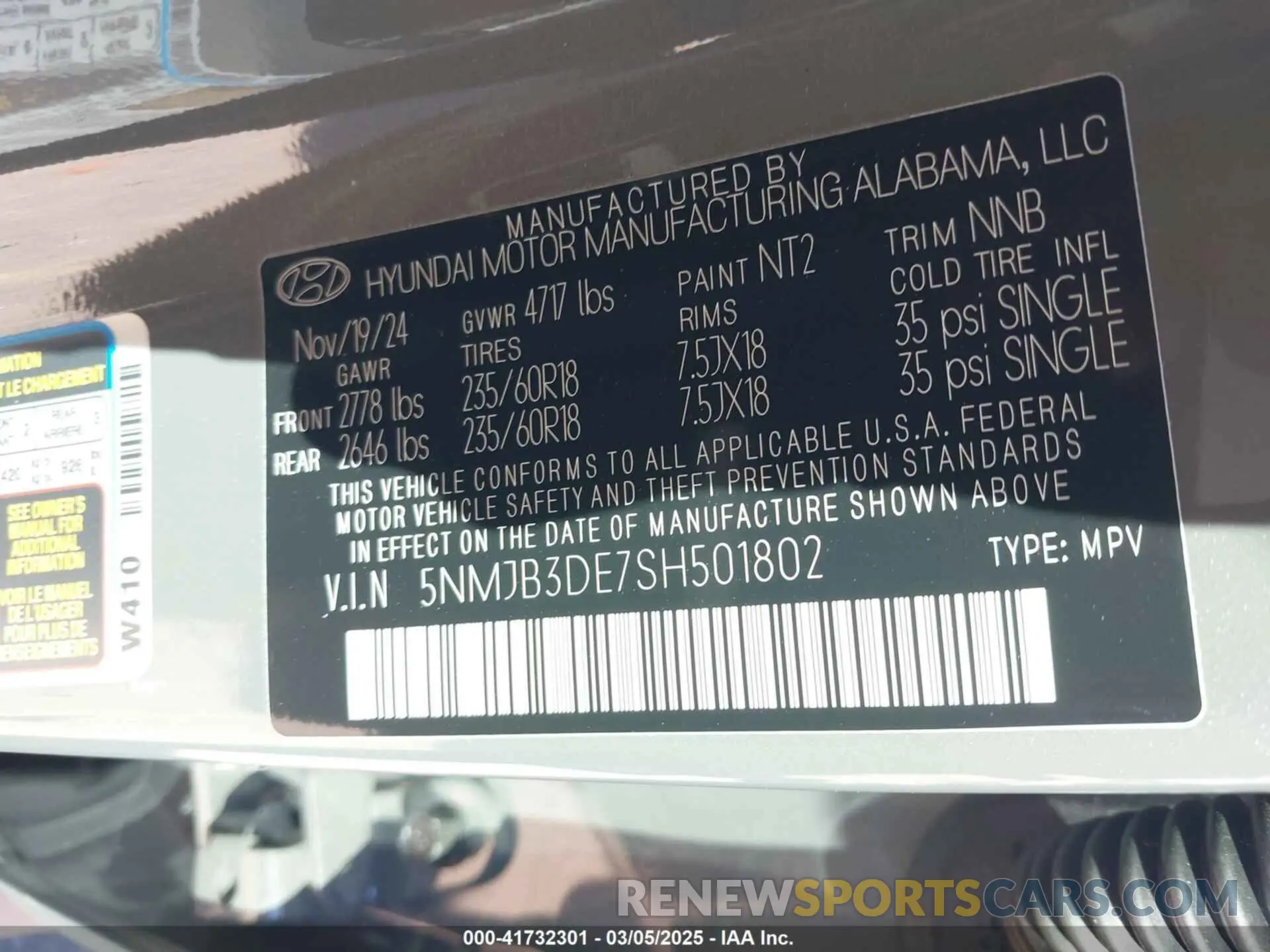 9 Photograph of a damaged car 5NMJB3DE7SH501802 HYUNDAI TUCSON 2025