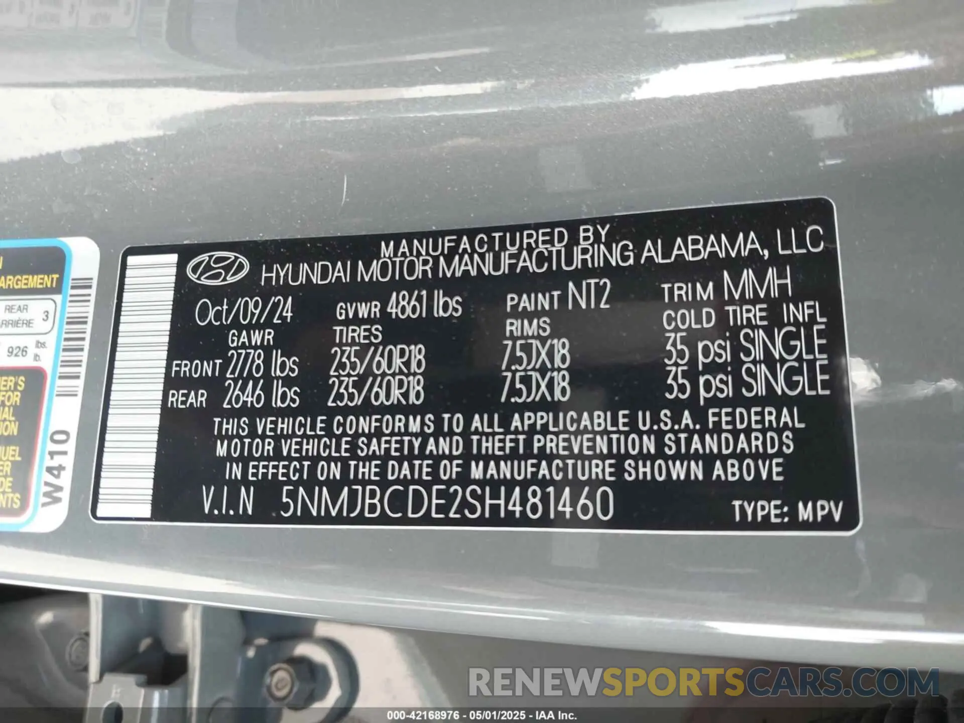 9 Фотография поврежденного автомобиля 5NMJBCDE2SH481460 HYUNDAI TUCSON 2025
