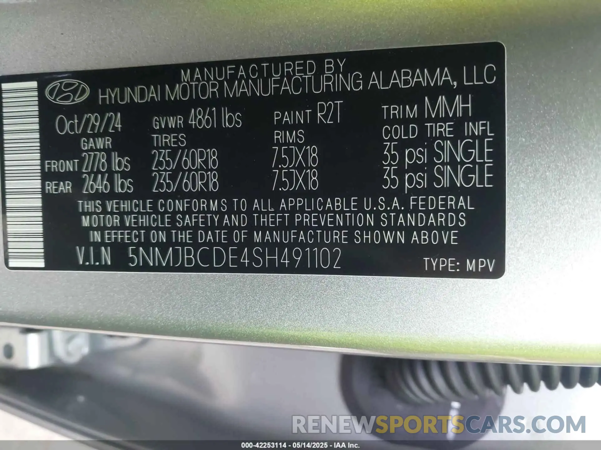 9 Фотография поврежденного автомобиля 5NMJBCDE4SH491102 HYUNDAI TUCSON 2025