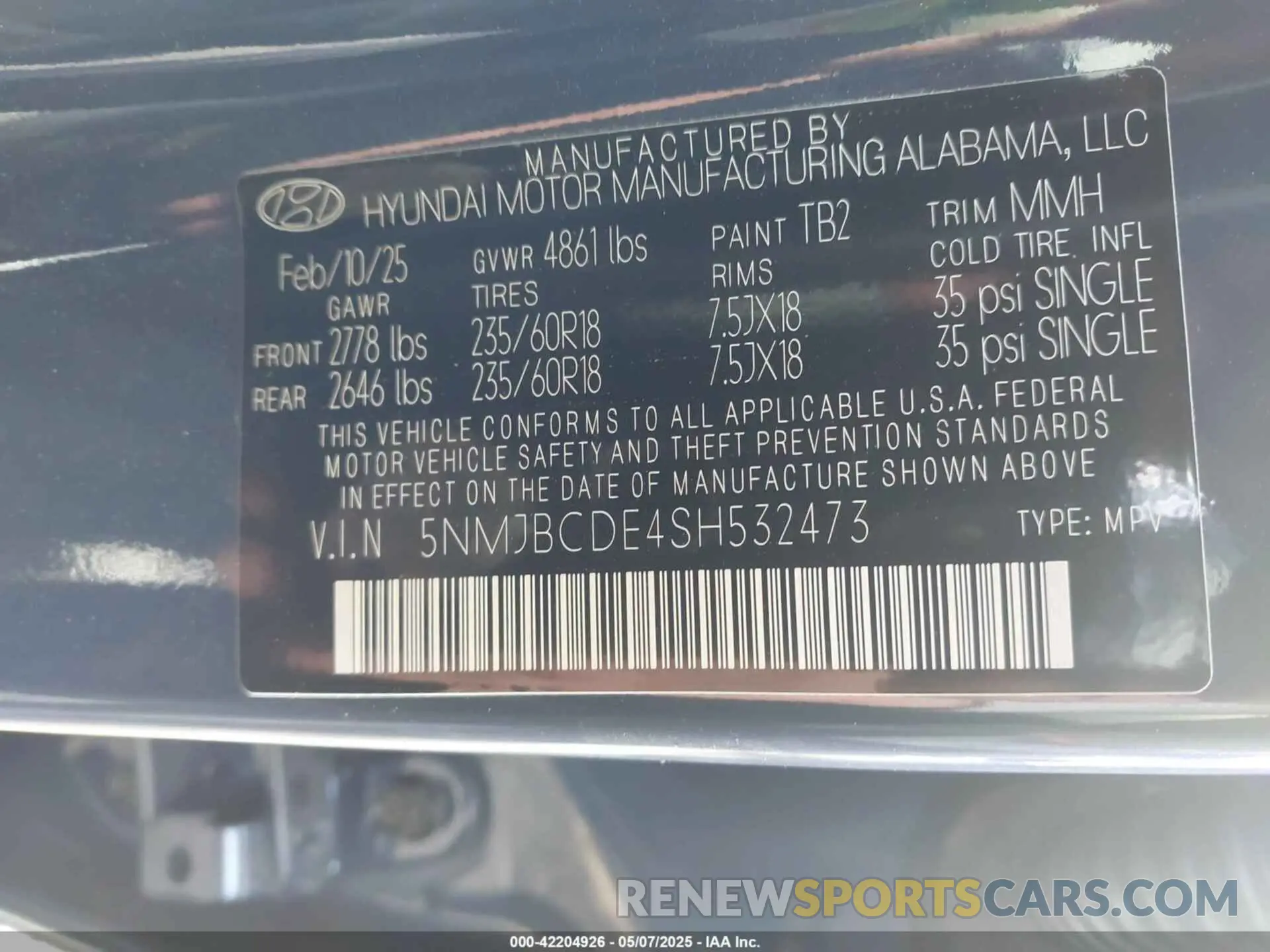 9 Фотография поврежденного автомобиля 5NMJBCDE4SH532473 HYUNDAI TUCSON 2025