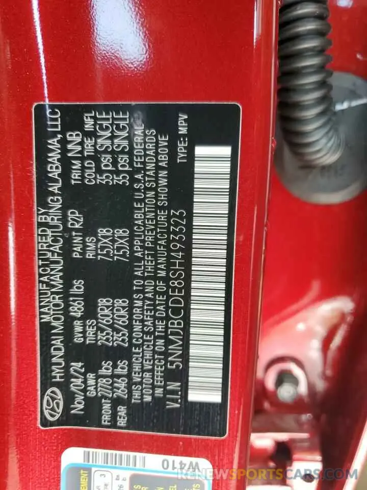 13 Фотография поврежденного автомобиля 5NMJBCDE8SH493323 HYUNDAI TUCSON 2025
