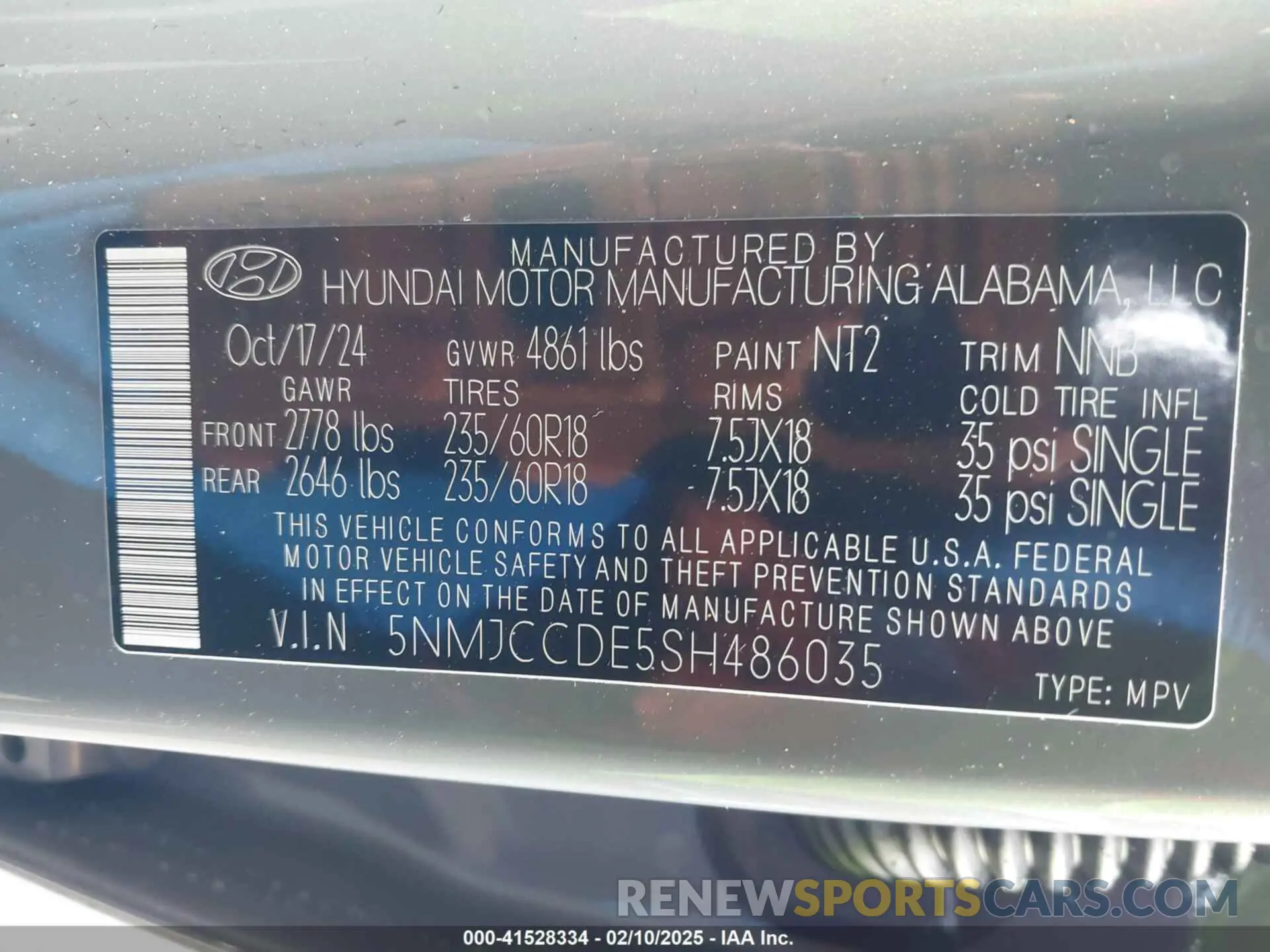 9 Фотография поврежденного автомобиля 5NMJCCDE5SH486035 HYUNDAI TUCSON 2025