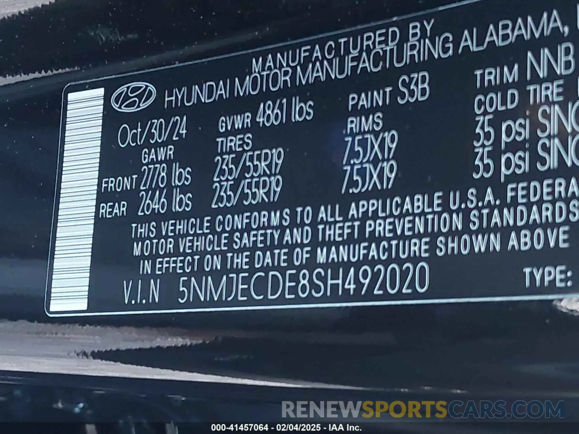 9 Photograph of a damaged car 5NMJECDE8SH492020 HYUNDAI TUCSON 2025