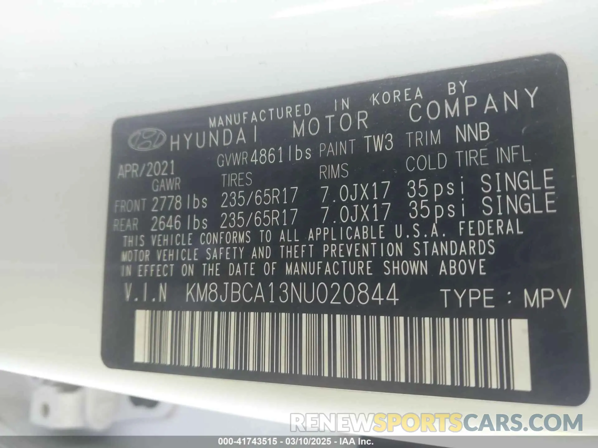9 Фотография поврежденного автомобиля KM8JBCA13NU020844 HYUNDAI TUCSON HYBRID 2022