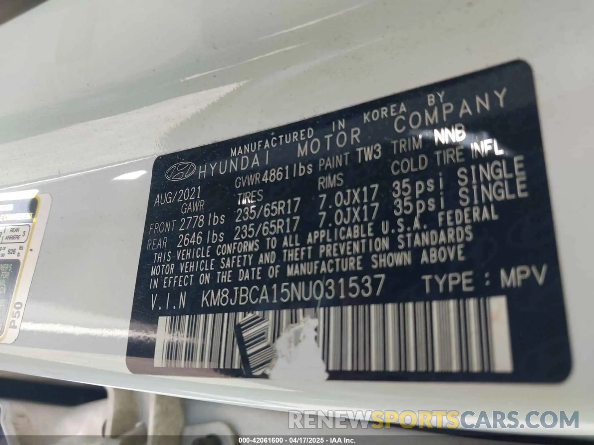 9 Фотография поврежденного автомобиля KM8JBCA15NU031537 HYUNDAI TUCSON HYBRID 2022