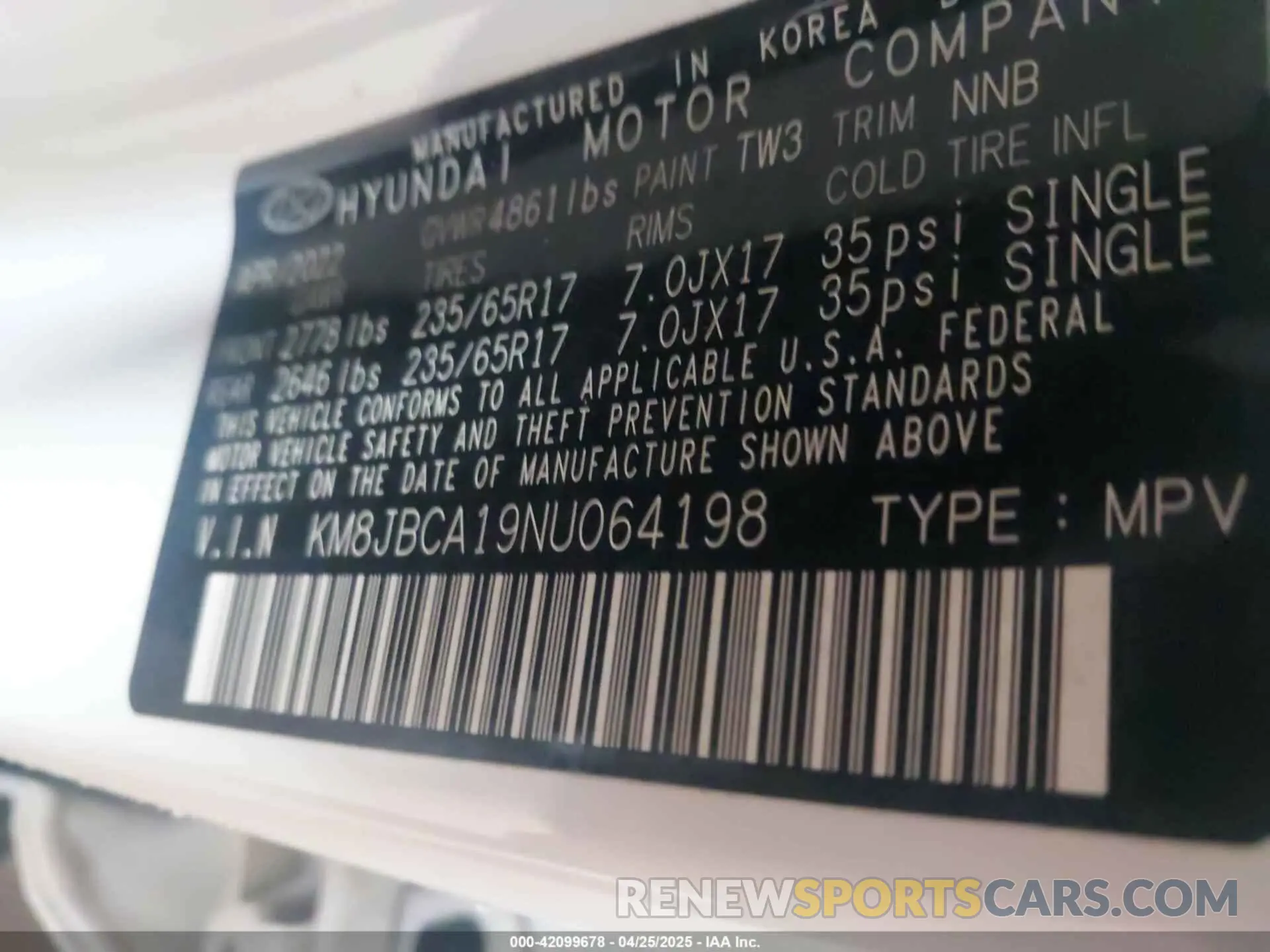 9 Photograph of a damaged car KM8JBCA19NU064198 HYUNDAI TUCSON HYBRID 2022