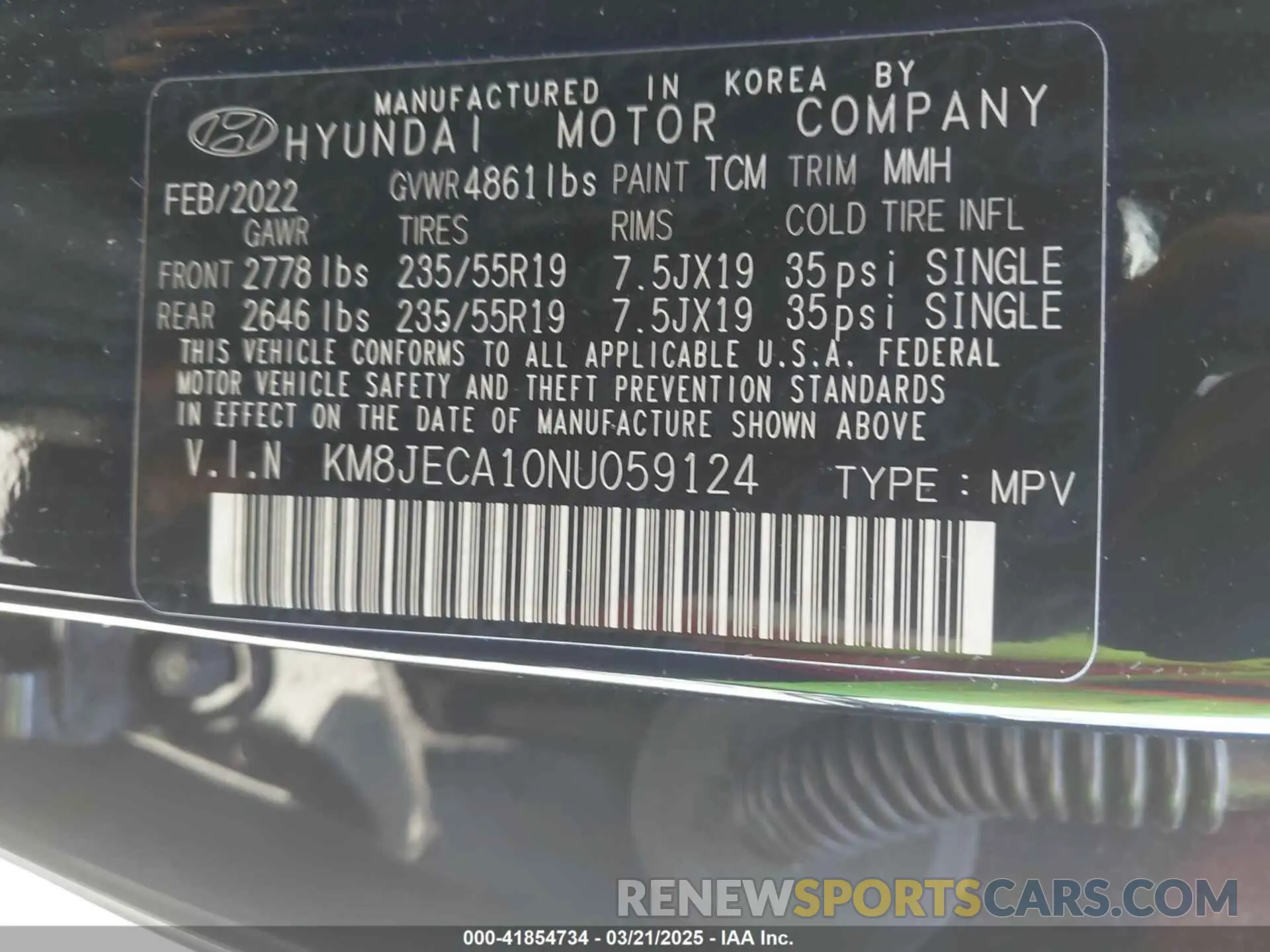 9 Photograph of a damaged car KM8JECA10NU059124 HYUNDAI TUCSON HYBRID 2022