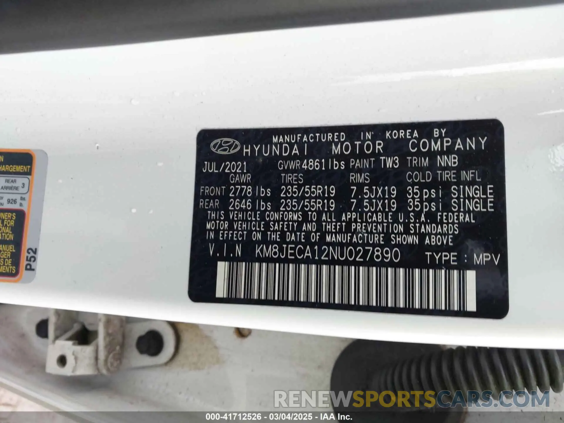 9 Фотография поврежденного автомобиля KM8JECA12NU027890 HYUNDAI TUCSON HYBRID 2022