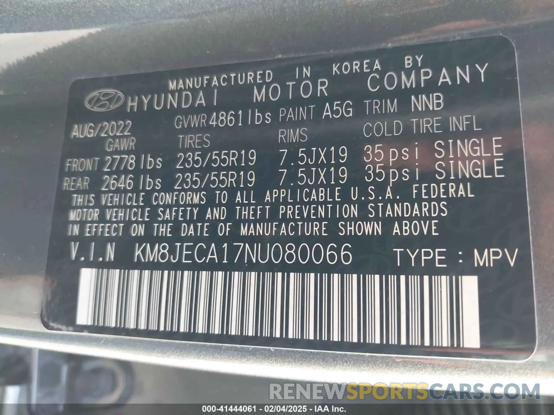 9 Photograph of a damaged car KM8JECA17NU080066 HYUNDAI TUCSON HYBRID 2022