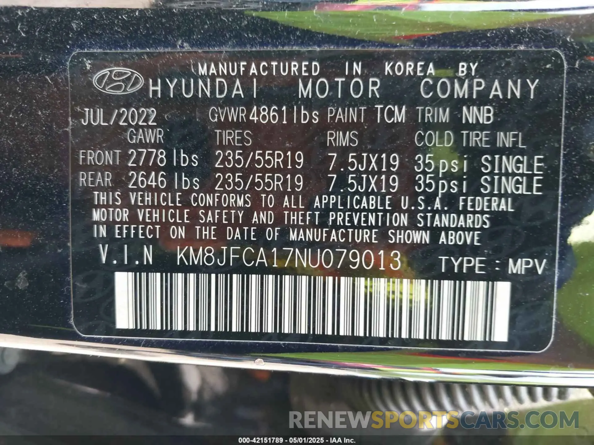 9 Photograph of a damaged car KM8JFCA17NU079013 HYUNDAI TUCSON HYBRID 2022