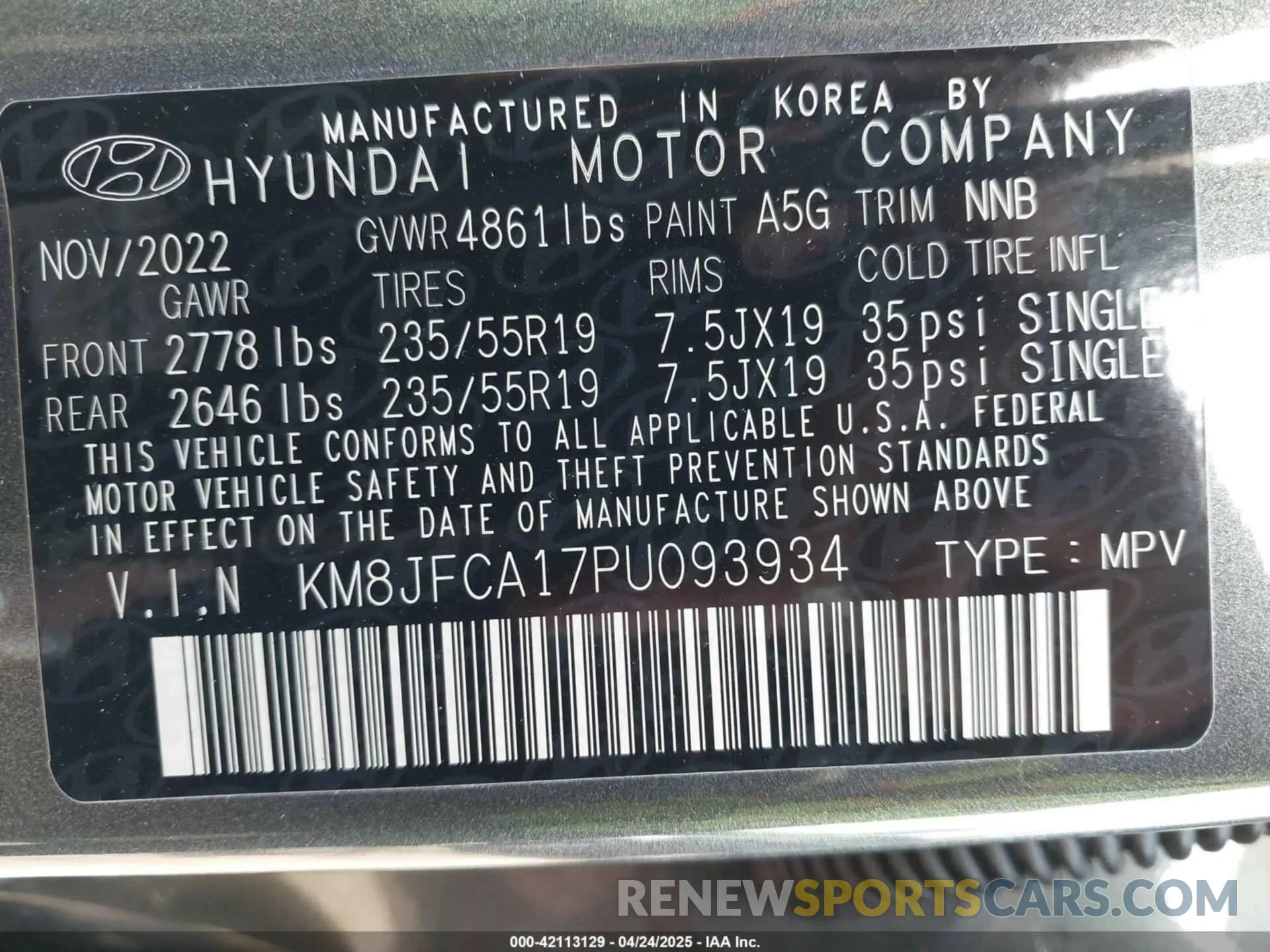 9 Photograph of a damaged car KM8JFCA17PU093934 HYUNDAI TUCSON HYBRID 2023