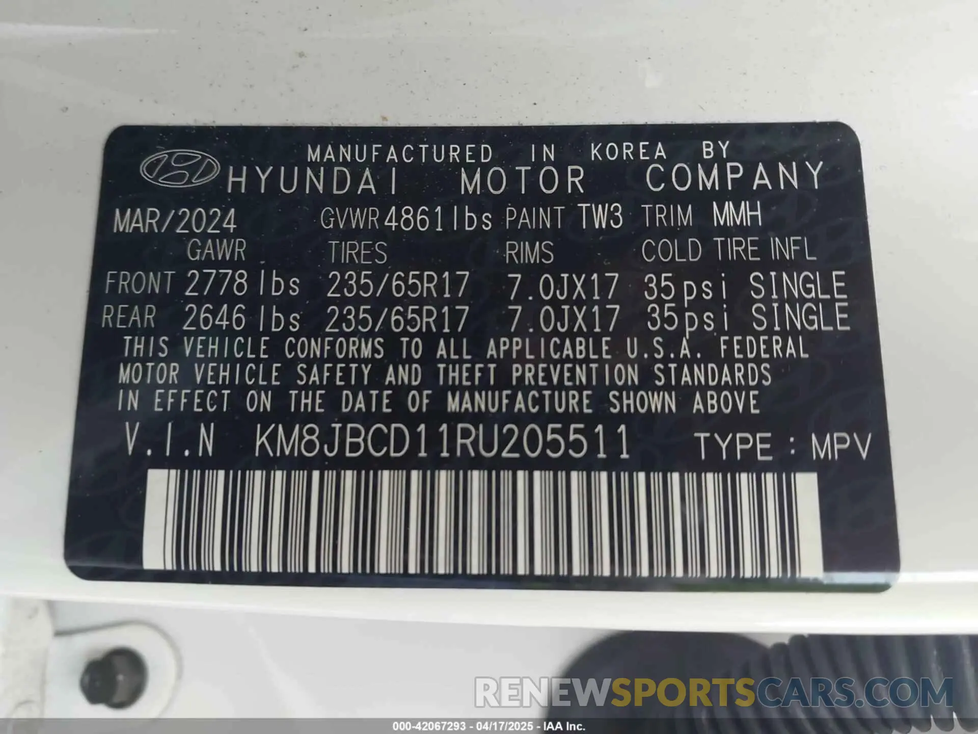 9 Фотография поврежденного автомобиля KM8JBCD11RU205511 HYUNDAI TUCSON HYBRID 2024