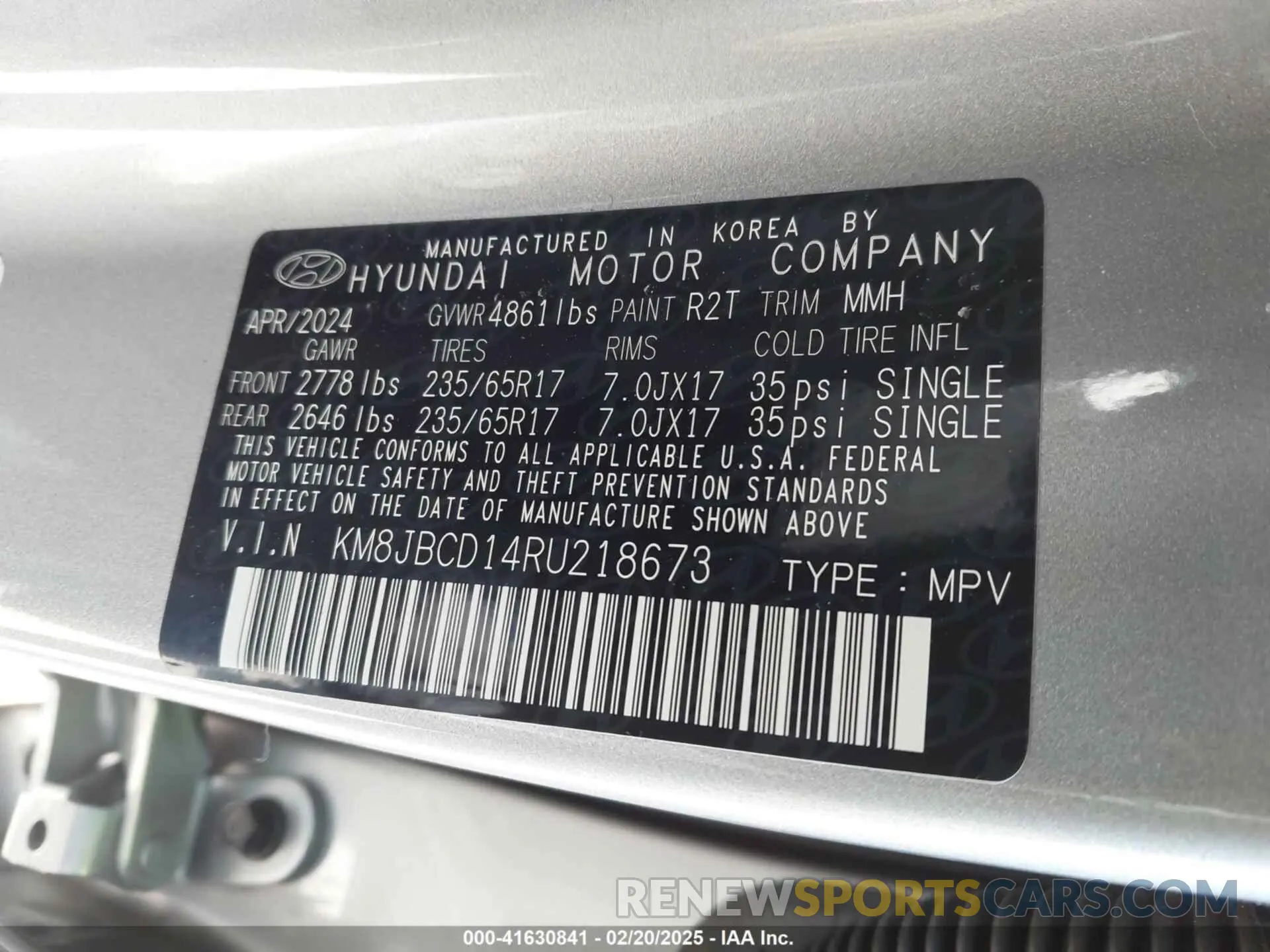 9 Photograph of a damaged car KM8JBCD14RU218673 HYUNDAI TUCSON HYBRID 2024