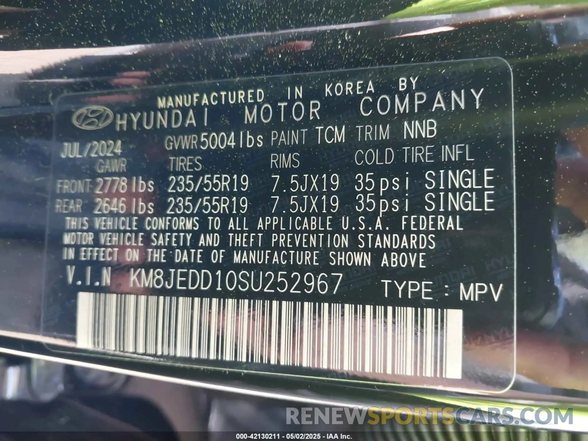 9 Photograph of a damaged car KM8JEDD10SU252967 HYUNDAI TUCSON HYBRID 2025
