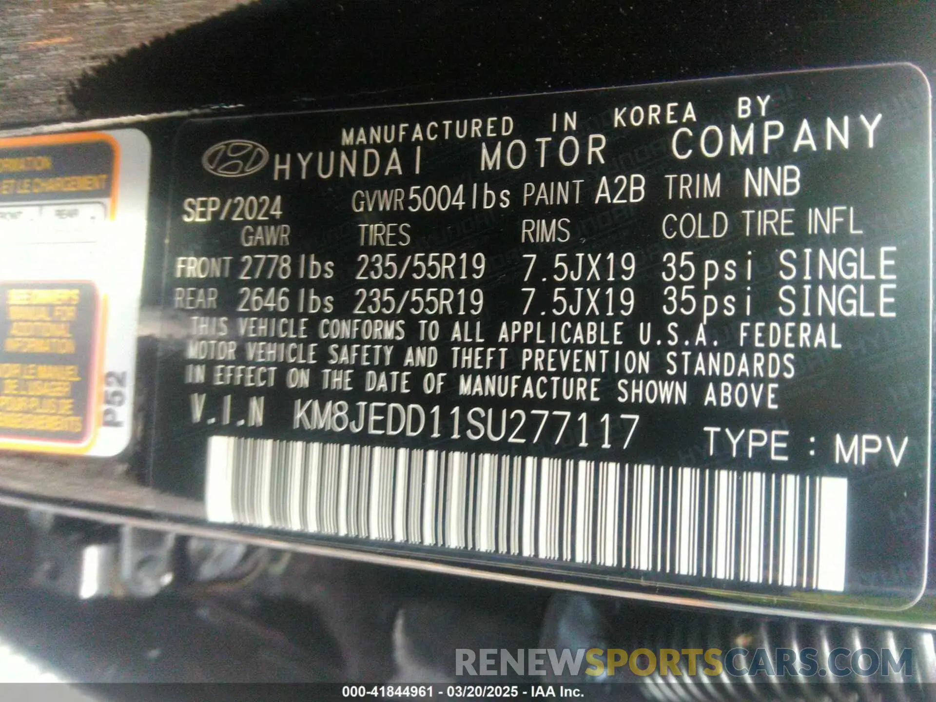 9 Фотография поврежденного автомобиля KM8JEDD11SU277117 HYUNDAI TUCSON HYBRID 2025