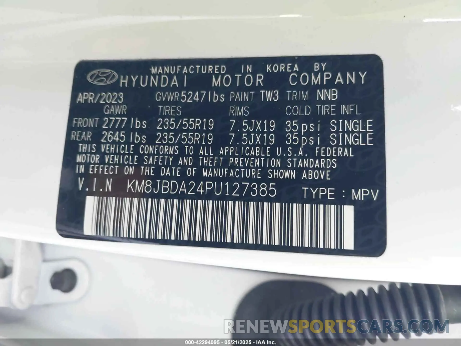 9 Фотография поврежденного автомобиля KM8JBDA24PU127385 HYUNDAI TUCSON PLUG-IN HYBRID 2023
