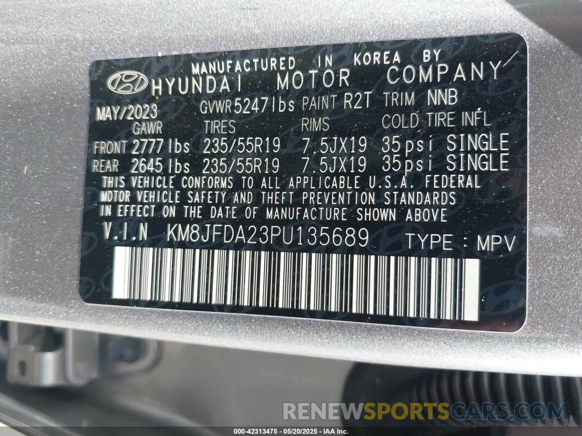 9 Фотография поврежденного автомобиля KM8JFDA23PU135689 HYUNDAI TUCSON PLUG-IN HYBRID 2023