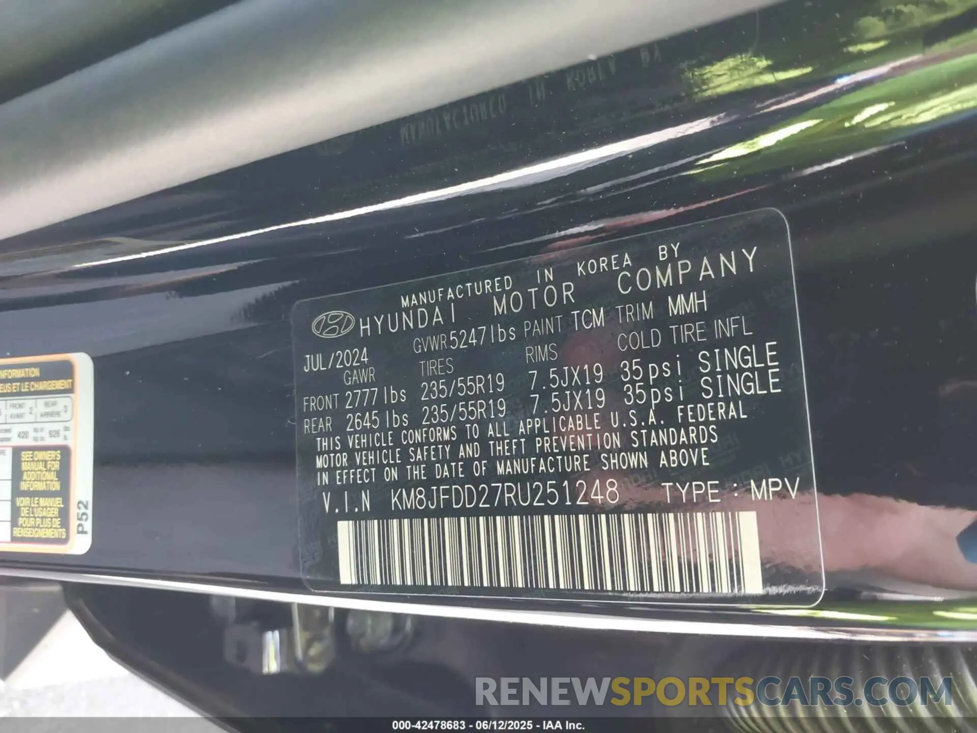 9 Photograph of a damaged car KM8JFDD27RU251248 HYUNDAI TUCSON PLUG-IN HYBRID 2024