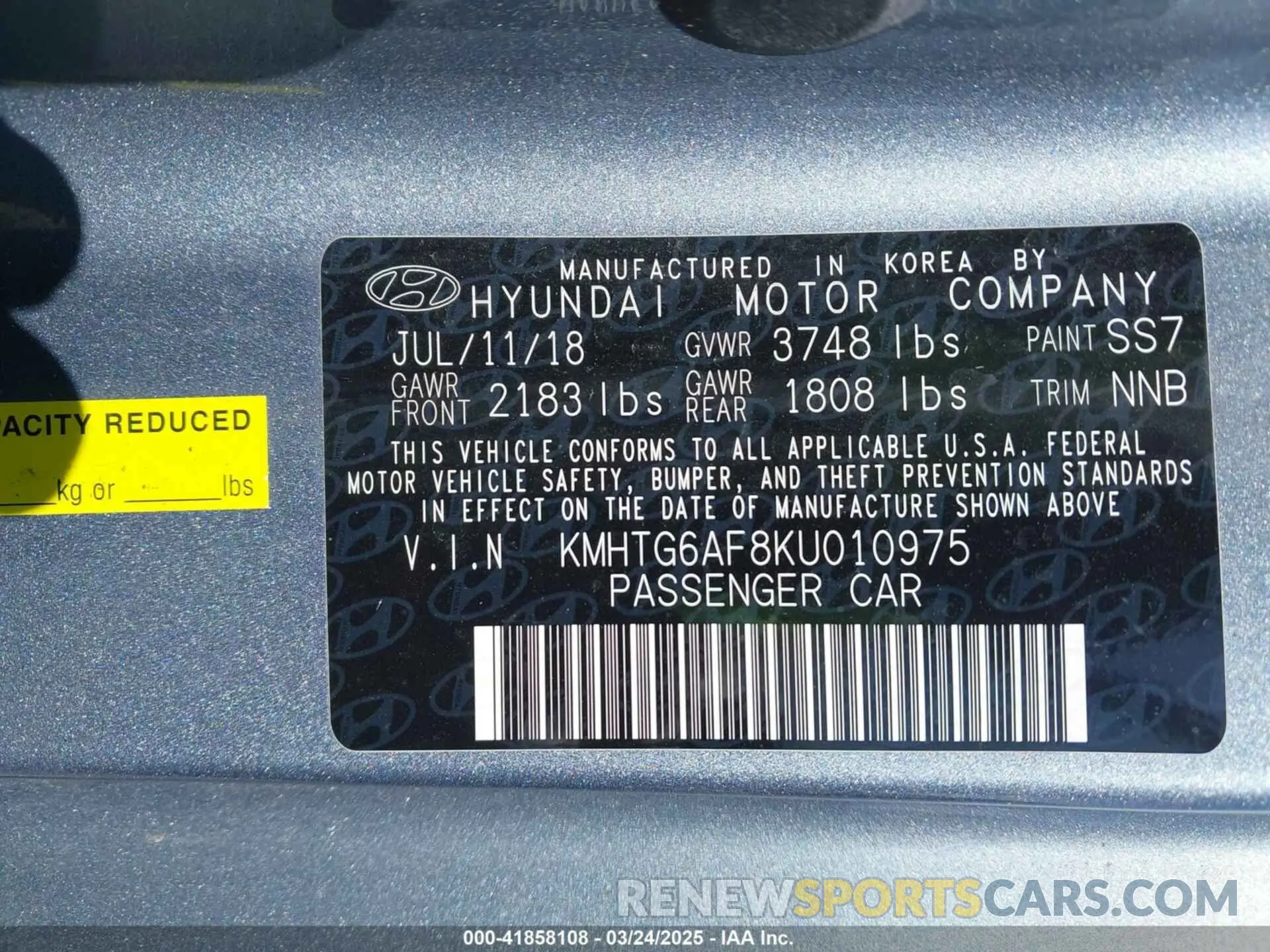 9 Photograph of a damaged car KMHTG6AF8KU010975 HYUNDAI VELOSTER 2019
