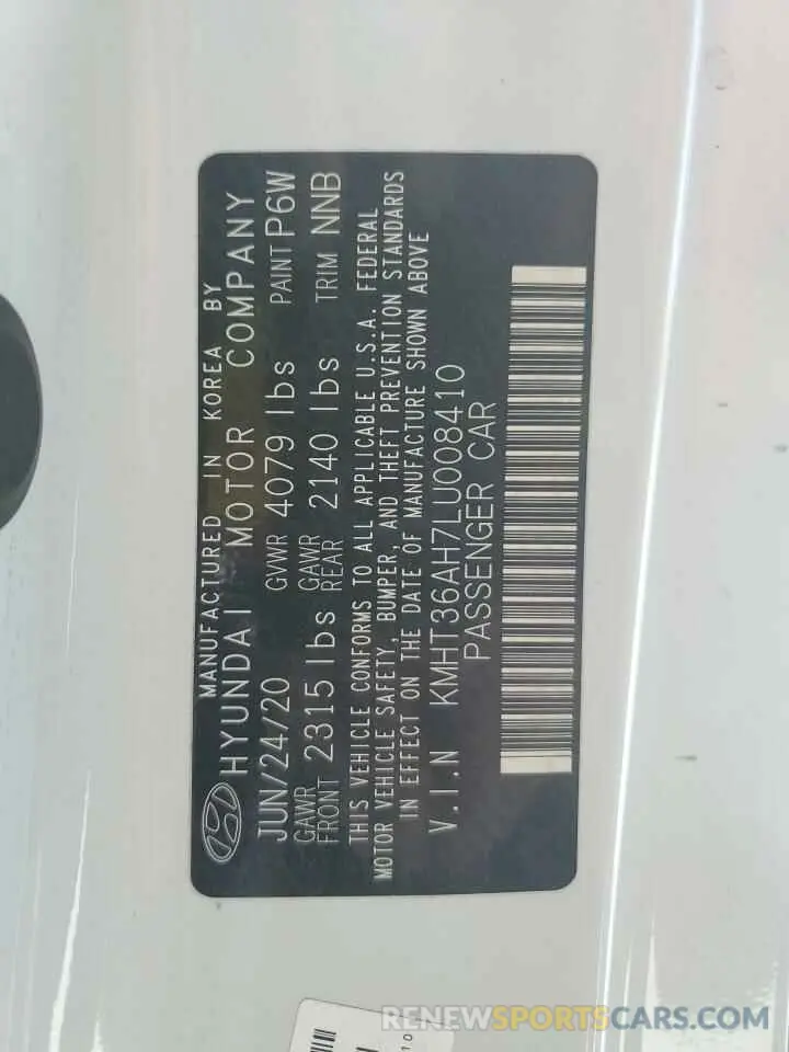 15 Photograph of a damaged car KMHT36AH7LU008410 HYUNDAI VELOSTER 2020