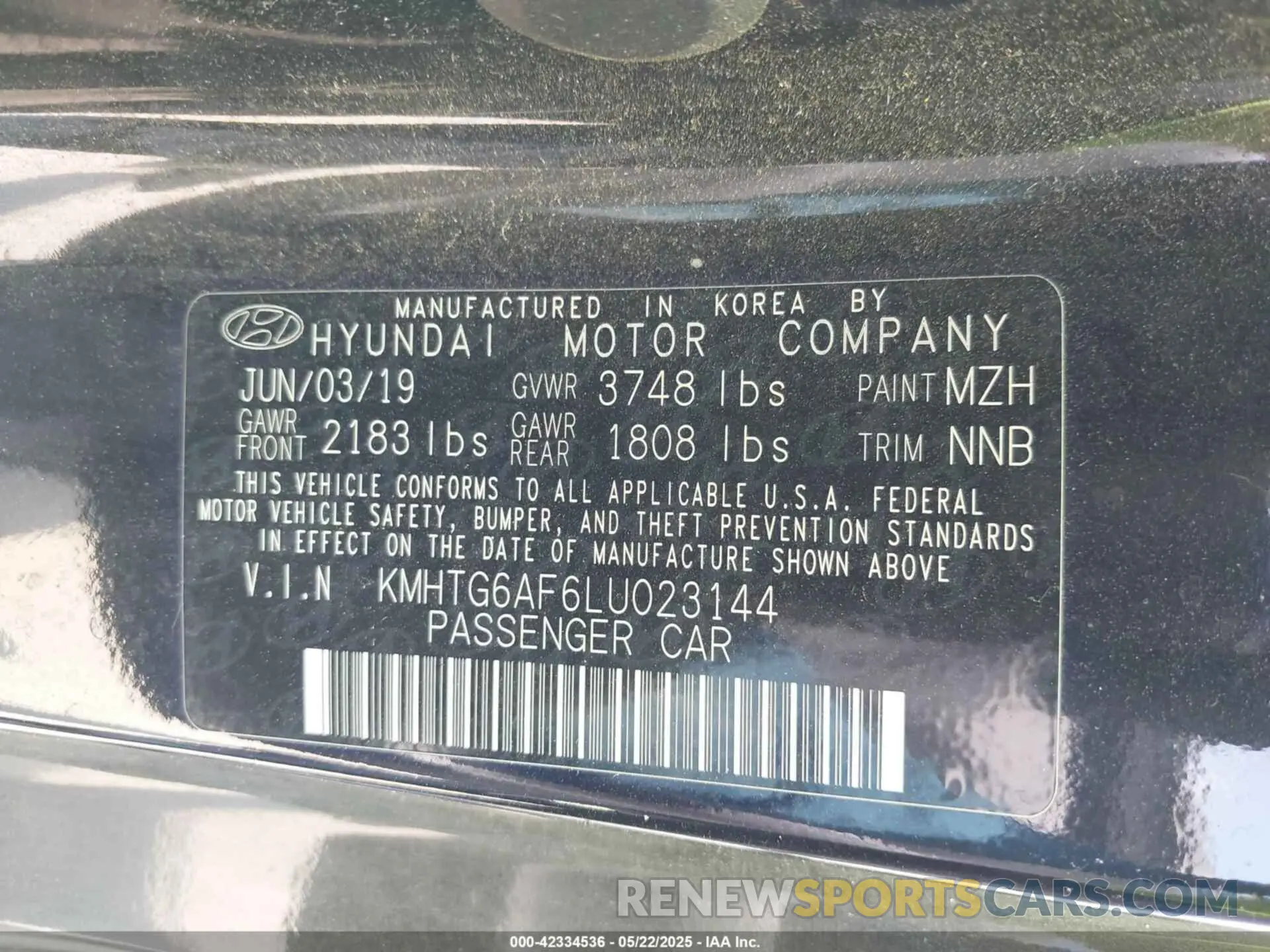 9 Photograph of a damaged car KMHTG6AF6LU023144 HYUNDAI VELOSTER 2020