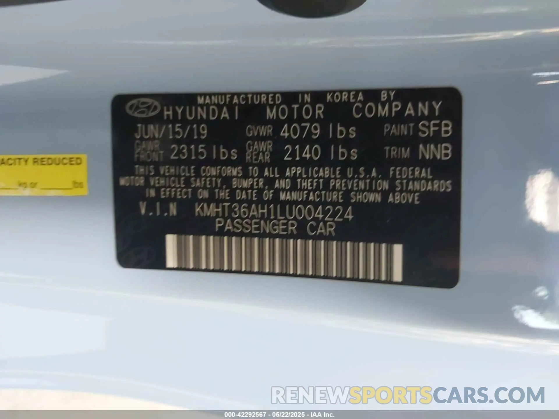 9 Photograph of a damaged car KMHT36AH1LU004224 HYUNDAI VELOSTER N 2020