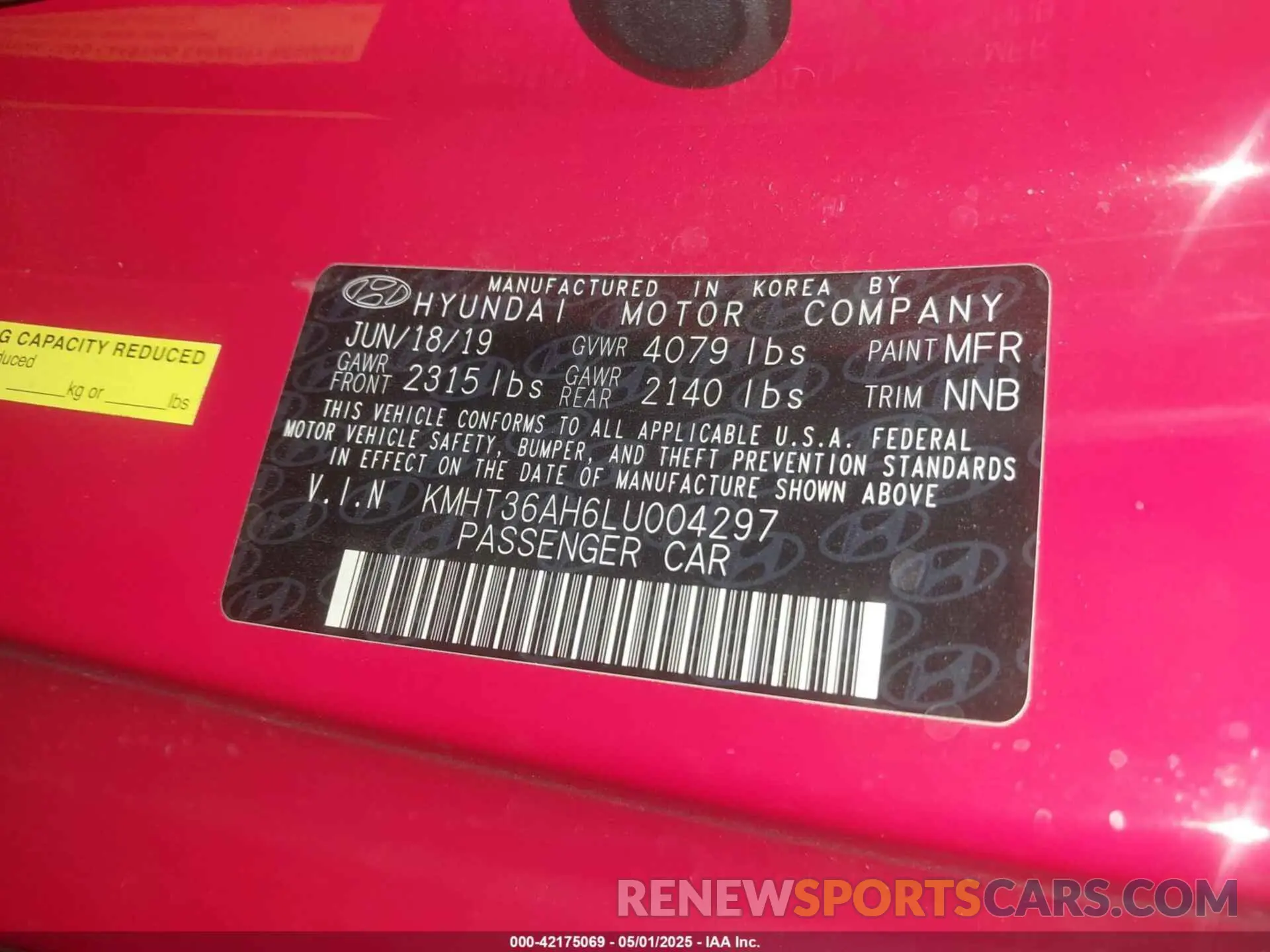 9 Photograph of a damaged car KMHT36AH6LU004297 HYUNDAI VELOSTER N 2020