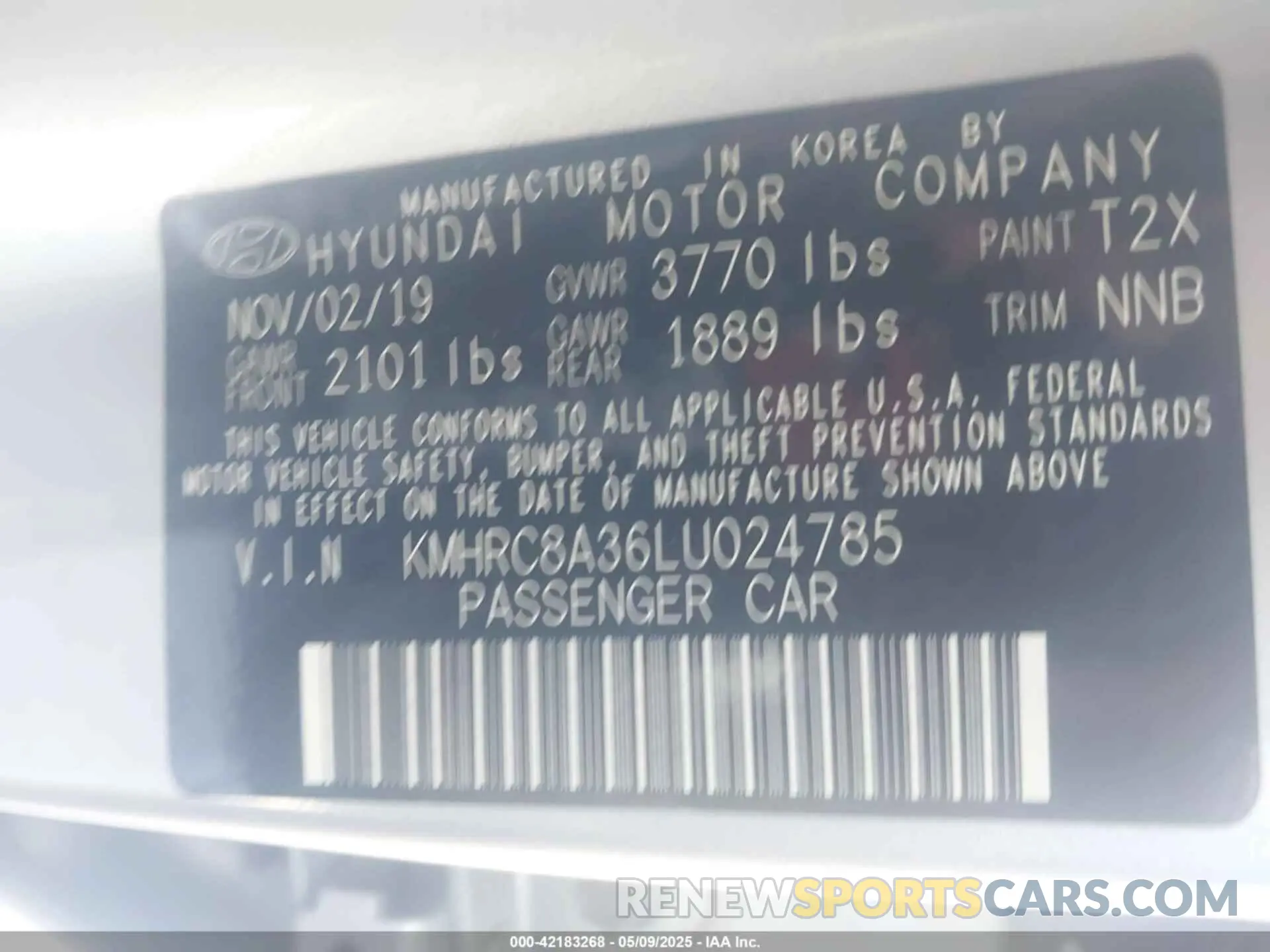 9 Photograph of a damaged car KMHRC8A36LU024785 HYUNDAI VENUE 2020
