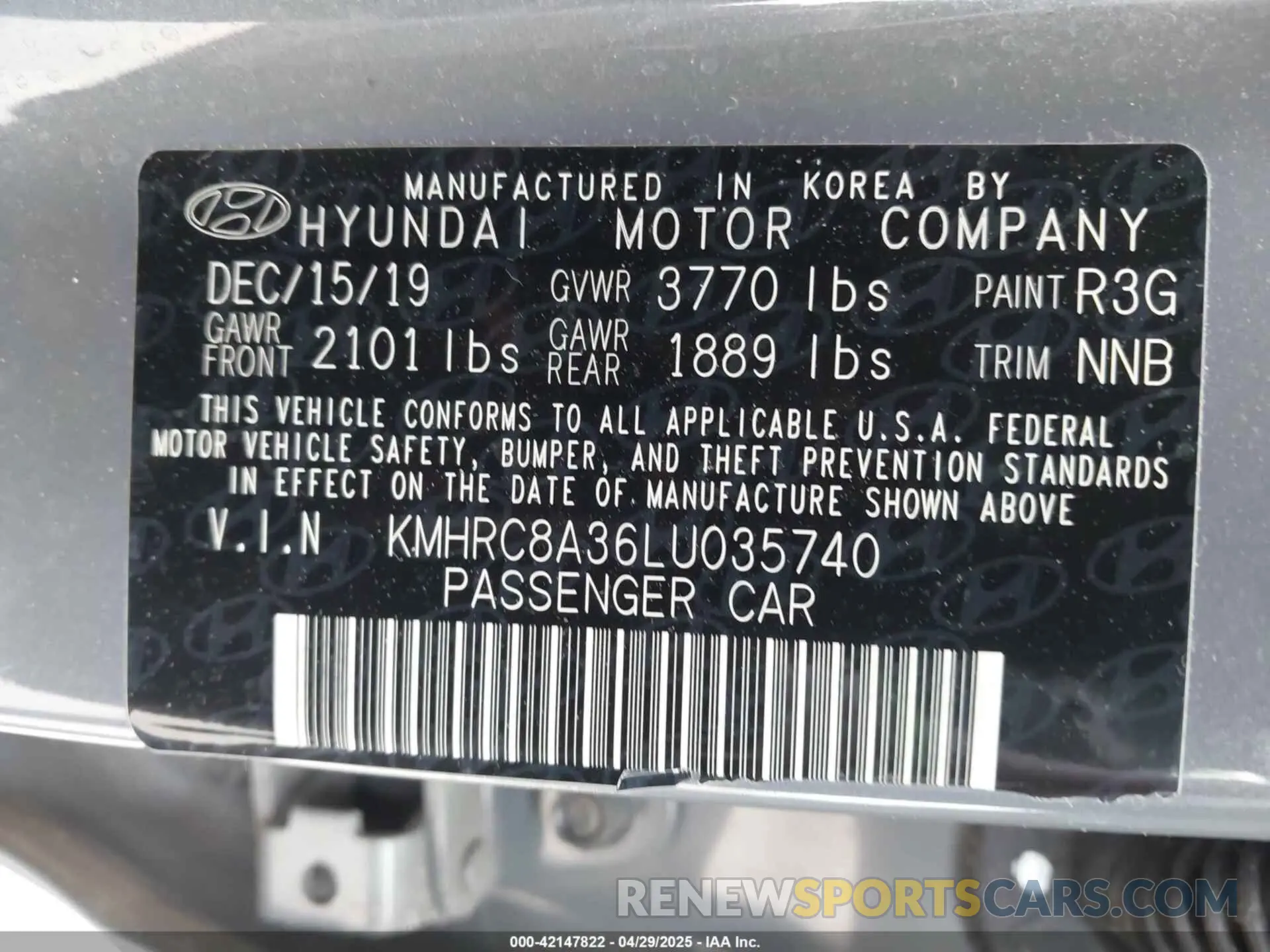 9 Photograph of a damaged car KMHRC8A36LU035740 HYUNDAI VENUE 2020