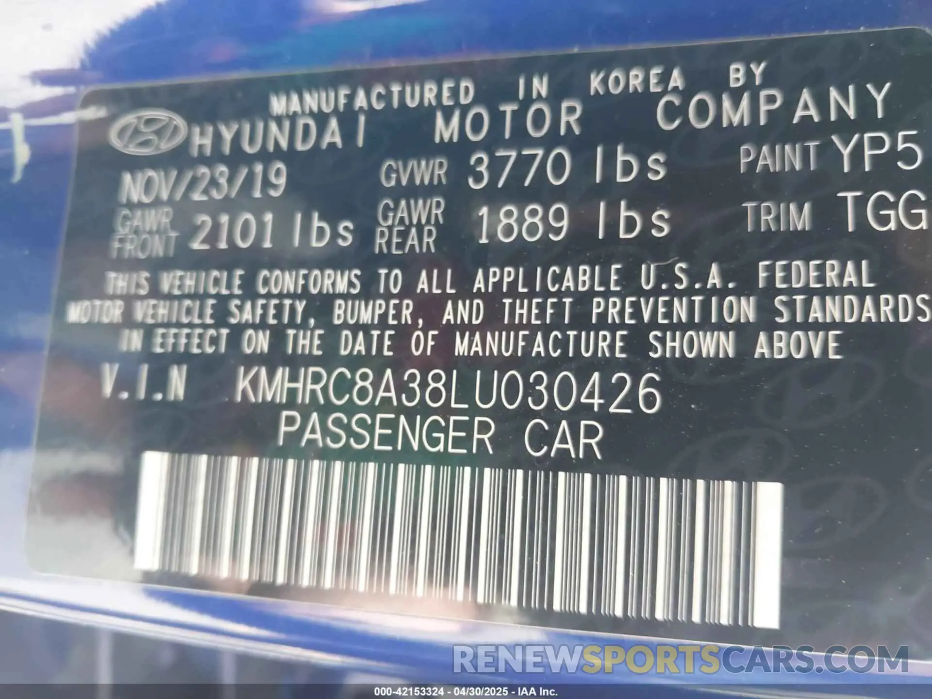 9 Photograph of a damaged car KMHRC8A38LU030426 HYUNDAI VENUE 2020