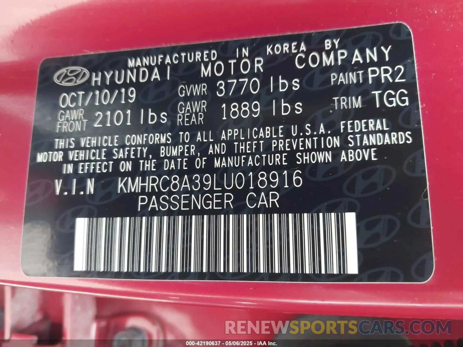 9 Фотография поврежденного автомобиля KMHRC8A39LU018916 HYUNDAI VENUE 2020
