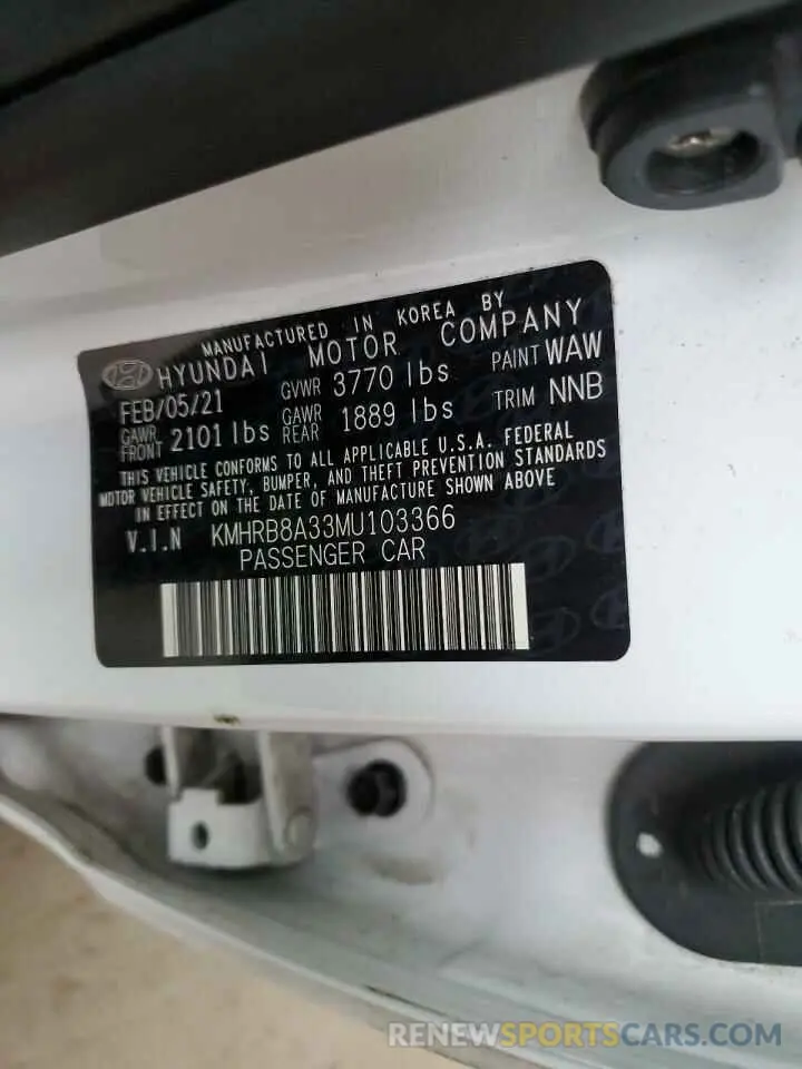 14 Фотография поврежденного автомобиля KMHRB8A33MU103366 HYUNDAI VENUE 2021
